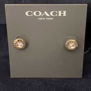 COACH NEW YORK Gold Open Circle Stud Earrings NWT